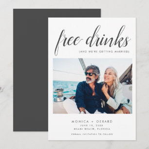 Elegante Gratis-Getränke-Foto-Hochzeit Save The Date
