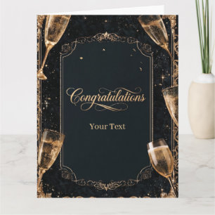 Elegante Gratulation mit Champagner Karte