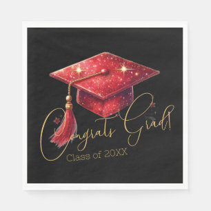 Elegante Gratulations-Grafik in Rot, Gold & Schwar Serviette