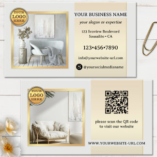 Elegante Grau-Gold-Möbel oder Inneneinrichtung Visitenkarte
