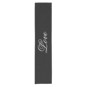 Elegante Grau Schwarze Liebes Hochzeit Kurzer Tischläufer