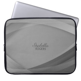 Elegante graue Abstrakte Waves mit Anpassung Laptopschutzhülle