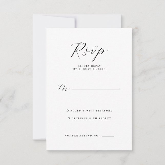 Elegante graue Antwortkarte RSVP Karte (Vorderseite)