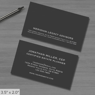 Elegante Graue Anwesen Planer Business Card Visitenkarte