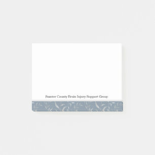 Elegante graue Blätter auf Vintage-Blau Post-it Klebezettel