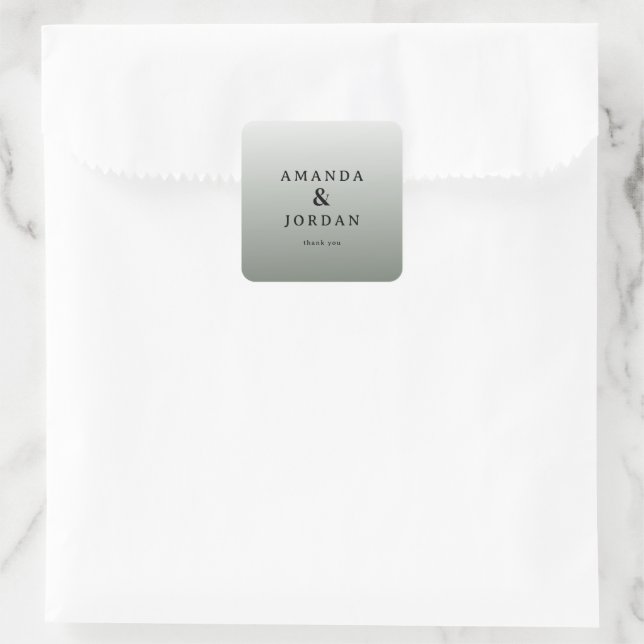 Elegante graue Dankbarkeit Quadratischer Aufkleber (Tasche)
