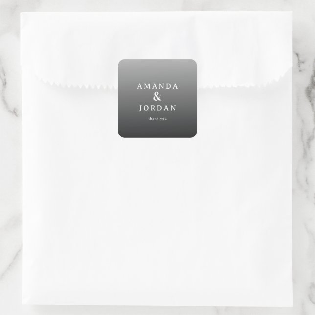 Elegante graue Dankbarkeit Quadratischer Aufkleber (Tasche)