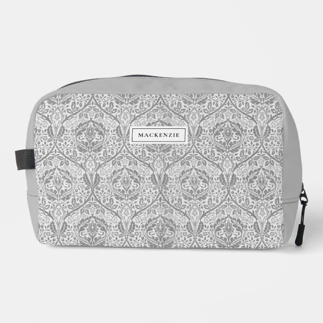Elegante graue Floral Muster Toilettenbeutel Waschbeutel (Vorderseite)