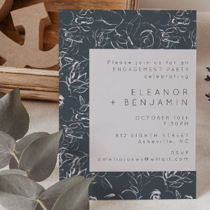 Elegante graue florale botanische Engagement Party Einladung