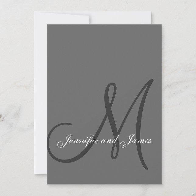 Elegante, graue Hochzeit Einladung (Vorderseite)