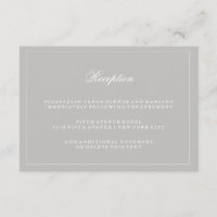 Elegante graue Hochzeitsempfangs Karte