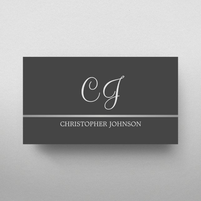Elegante graue Imitats Silver Line Monogram Attorn Visitenkarte (Von Creator hochgeladen)