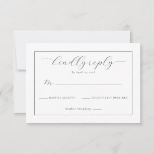 Elegante graue Kalligrafie RSVP Karte