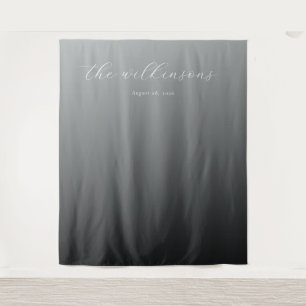 Elegante graue Kalligrafie Wandteppich