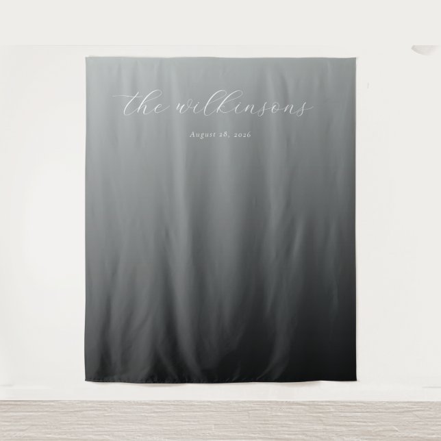 Elegante graue Kalligrafie Wandteppich (Vorderseite)