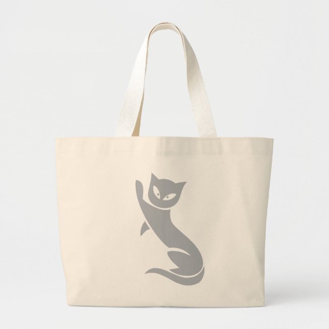 Elegante graue Katze Jumbo Stoffbeutel (Vorne)