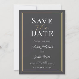 Elegante Graue Kohle-Gold-Doppelrand-Hochzeit  Save The Date