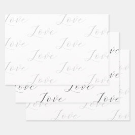 Elegante, graue Liebe Hochzeit Geschenkpapier Set