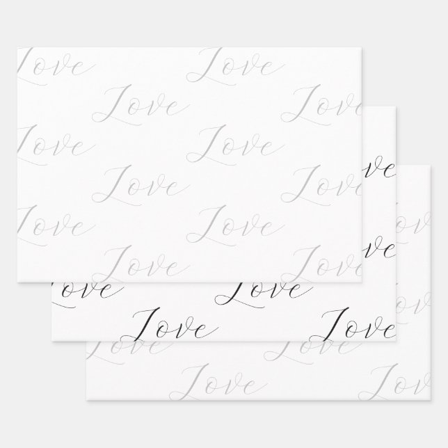 Elegante, graue Liebe Hochzeit Geschenkpapier Set (Set)