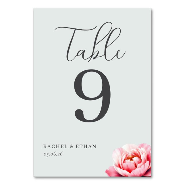 Elegante graue Lotus-Tischnummer Tischnummer (Vorderseite)