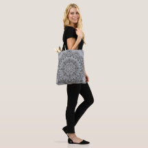 Elegante graue Mandala-Muster-Tasche