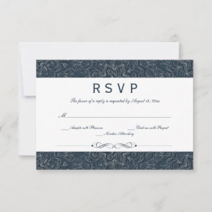 Elegante graue Marineblau-Wirbel Hochzeit-RSVP-Kar RSVP Karte