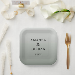 Elegante graue minimalistische Hochzeit Pappteller