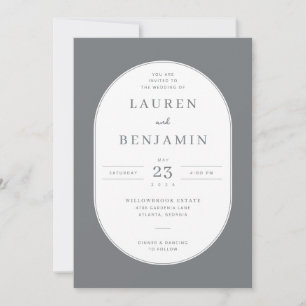 Elegante graue minimalistische Hochzeitseinladung Einladung
