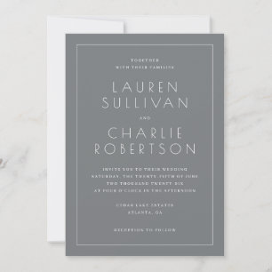 Elegante graue minimalistische Hochzeitseinladung Einladung