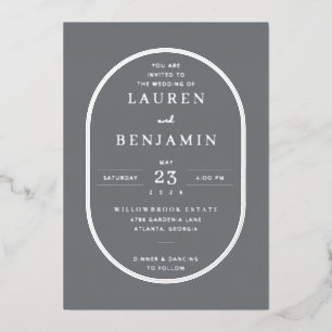 Elegante graue minimalistische Hochzeitseinladung Folieneinladung