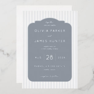 Elegante graue minimalistische Hochzeitseinladunge Folieneinladung