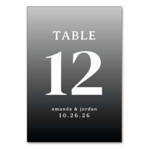 Elegante graue minimalistische Hochzeitstischkarte Tischnummer