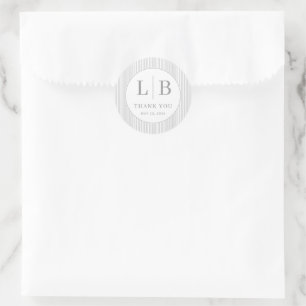 Elegante graue minimalistische Initialen Runder Aufkleber