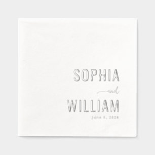 Elegante graue minimalistische Kalligrafie Servietten Mit Folie