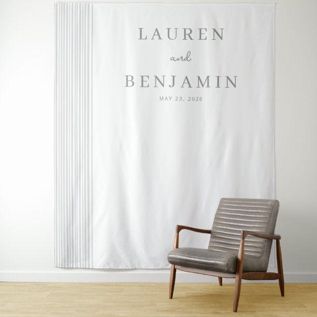 Elegante graue minimalistische Linien Wandteppich (Beispiel)