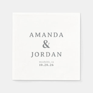 Elegante graue minimalistische Namen Serviette