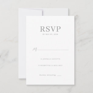Elegante graue minimalistische RSVP Karte