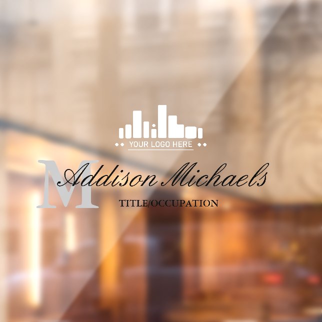 Elegante graue Monogramm Name Titel und Logo Fensteraufkleber (Blatt 2)