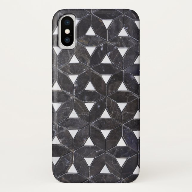 Elegante graue Mosaik Blume des Lebens Fliesenmust Case-Mate iPhone Hülle (Rückseite)