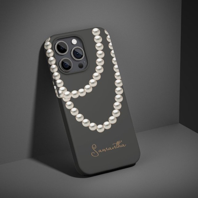 Elegante graue Perlenhalskette Case-Mate iPhone Hülle (Von Creator hochgeladen)