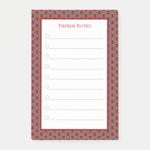 Elegante graue rote und weiße Dinge, die zu tun si Post-it Klebezettel