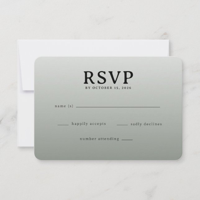 Elegante graue RSVP-Karte RSVP Karte (Vorderseite)