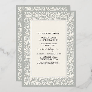 Elegante Graue Salbei- und Elfenbein-Hochzeitseinl Folieneinladung