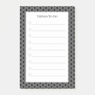 Elegante graue schwarze und weiße Dinge, die zu tu Post-it Klebezettel