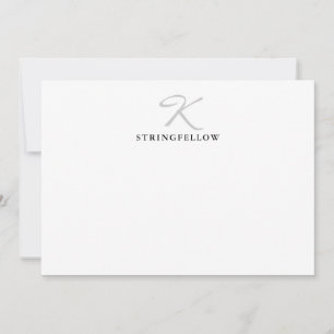 Elegante graue Script Monogram Note Card Mitteilungskarte