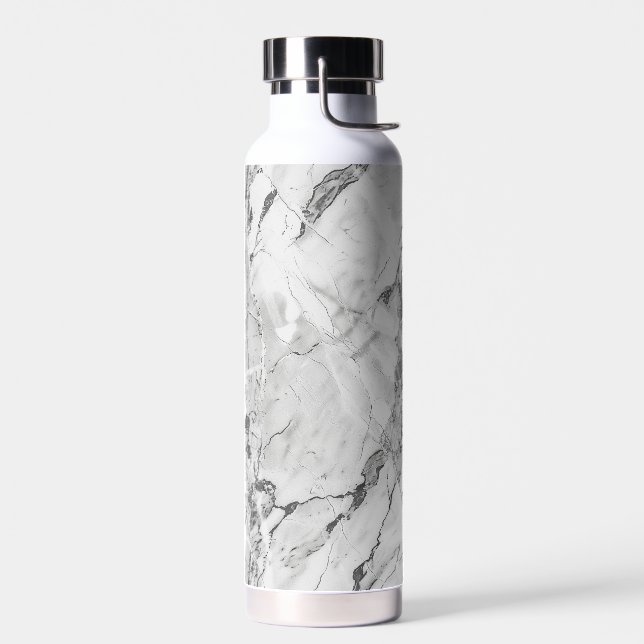 Elegante graue "Slate Whisper Stream" Marmortextur Trinkflasche (Links)