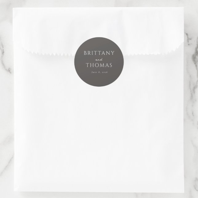 Elegante graue Typografie Runder Aufkleber (Tasche)