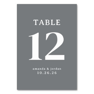 Elegante graue typografische Tischnummer