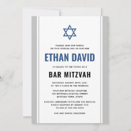 Elegante graue und blaue Bar mitzvah Einladung