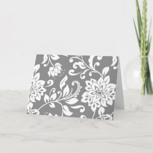 Elegante, graue und weiße Blumennotecards Karte